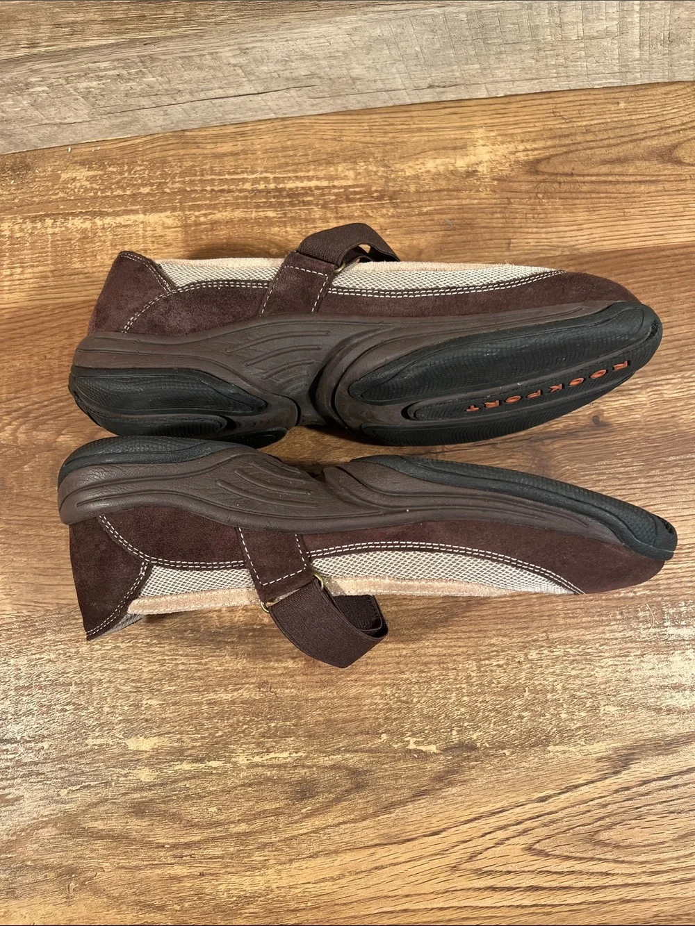 Rockport Brown and Beige Mary Jane Flats